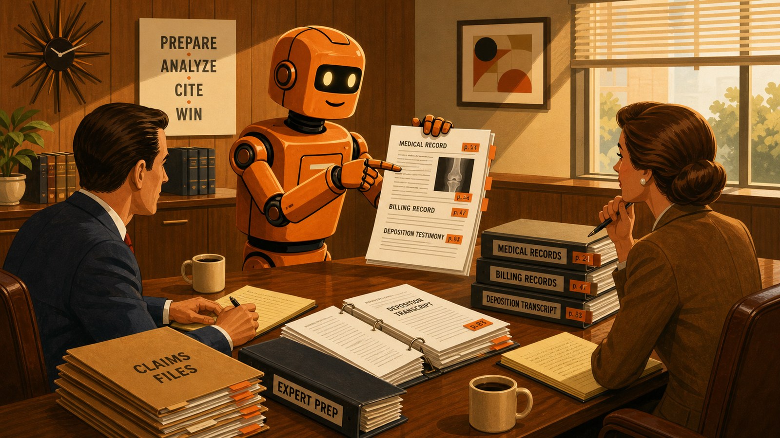 PG robot helping insurance defense attorneys review cited medical records and testimony